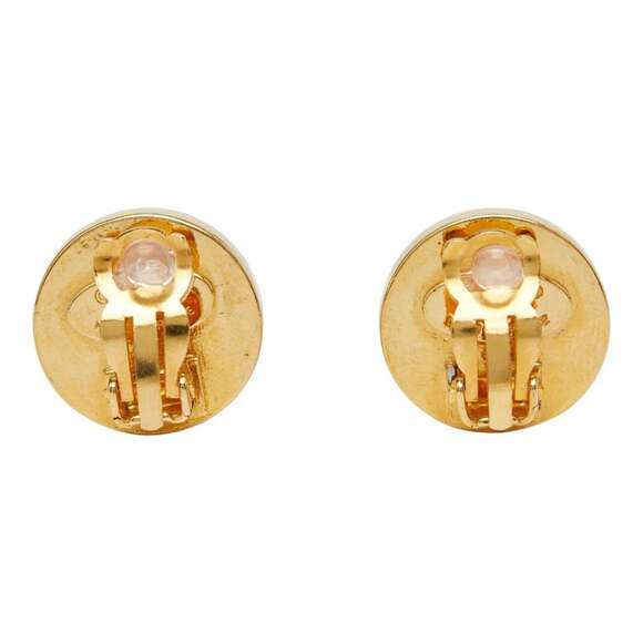 CHANEL Authentic Black Leather Logo Earrings